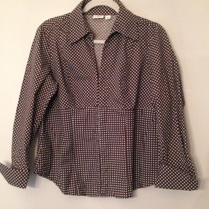 Cato brown & teal polka dot long sleeve top
